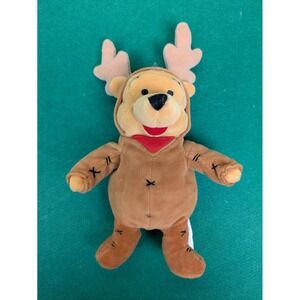 Disney Store Winnie the Pooh Reindeer Plush Christmas Vintage 1999 Holiday 9 in